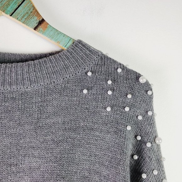 Blooming Jelly Pearl Sleeve Gray Sweater Blouse, NWT, XL - Picture 7 of 13